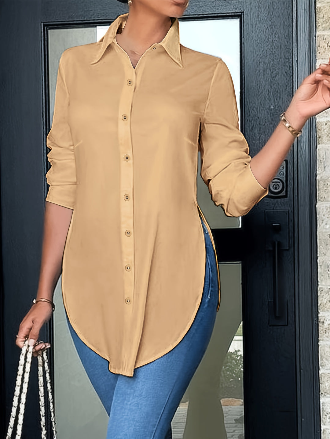 Evie | Long Sleeve Button-Front Blouse