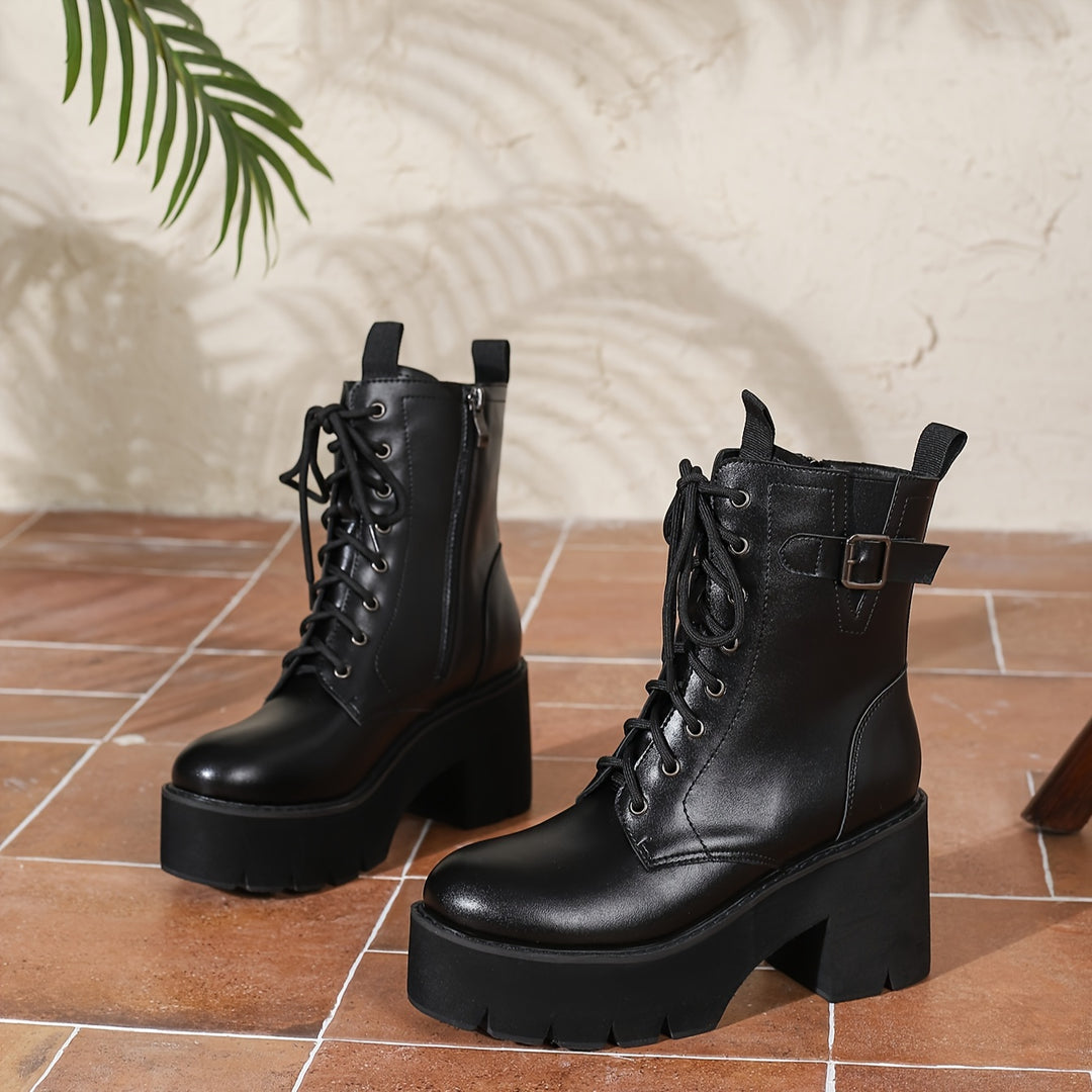 Bo - High Heel Buckle Deail Boots