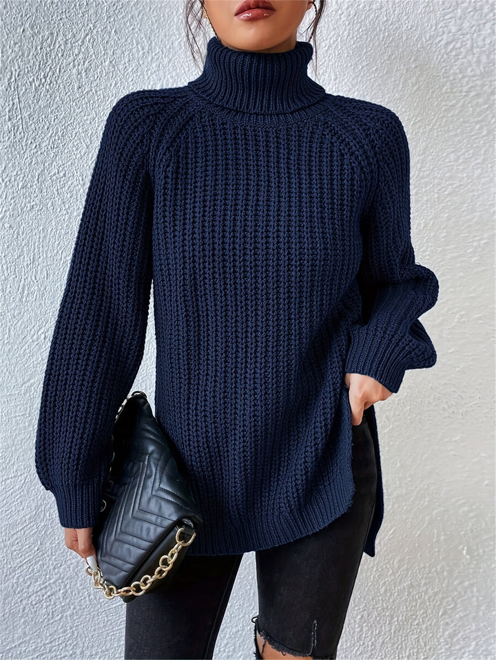 Renea | High Collar Raglan Sleeve Sweater