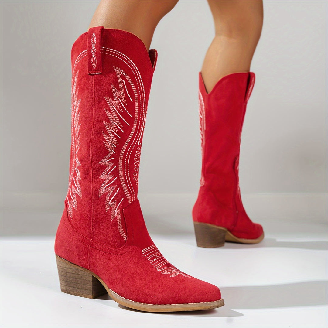 Rochelle - White Lined Western Boots
