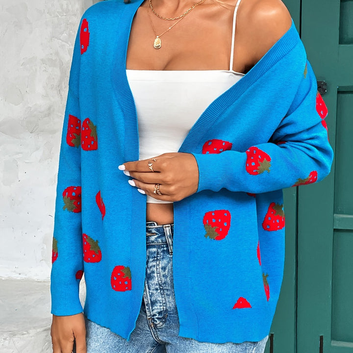 Ruby | Starberry Pattern Open Front Cardigan