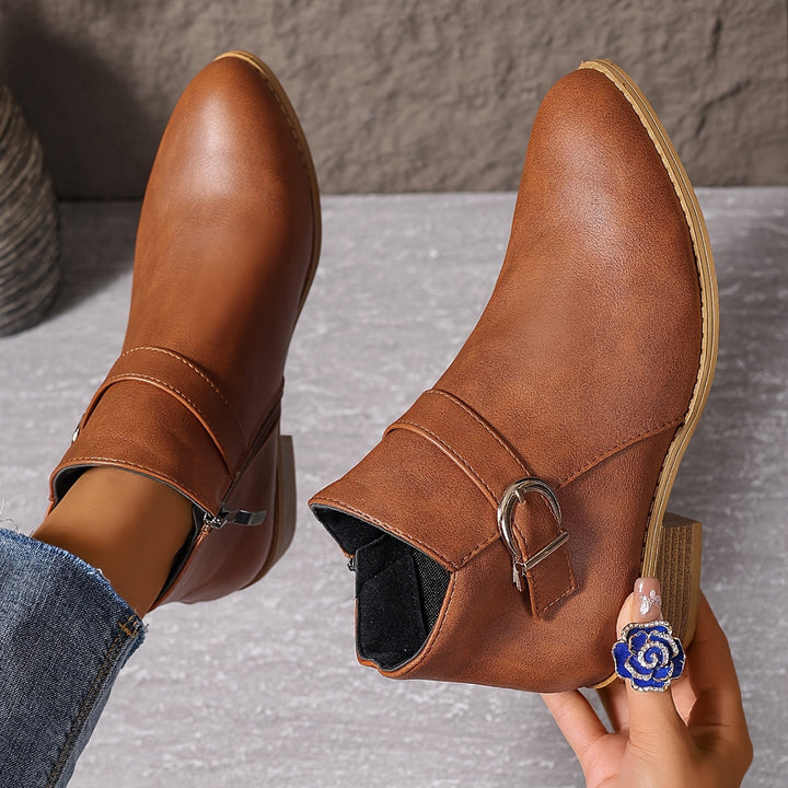Amelia - Comfortable Buckle Ankle Boots