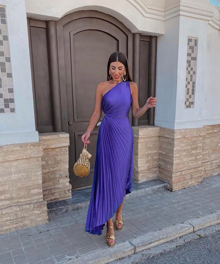 Marjorie - Elegant One Shoulder Midi Dress