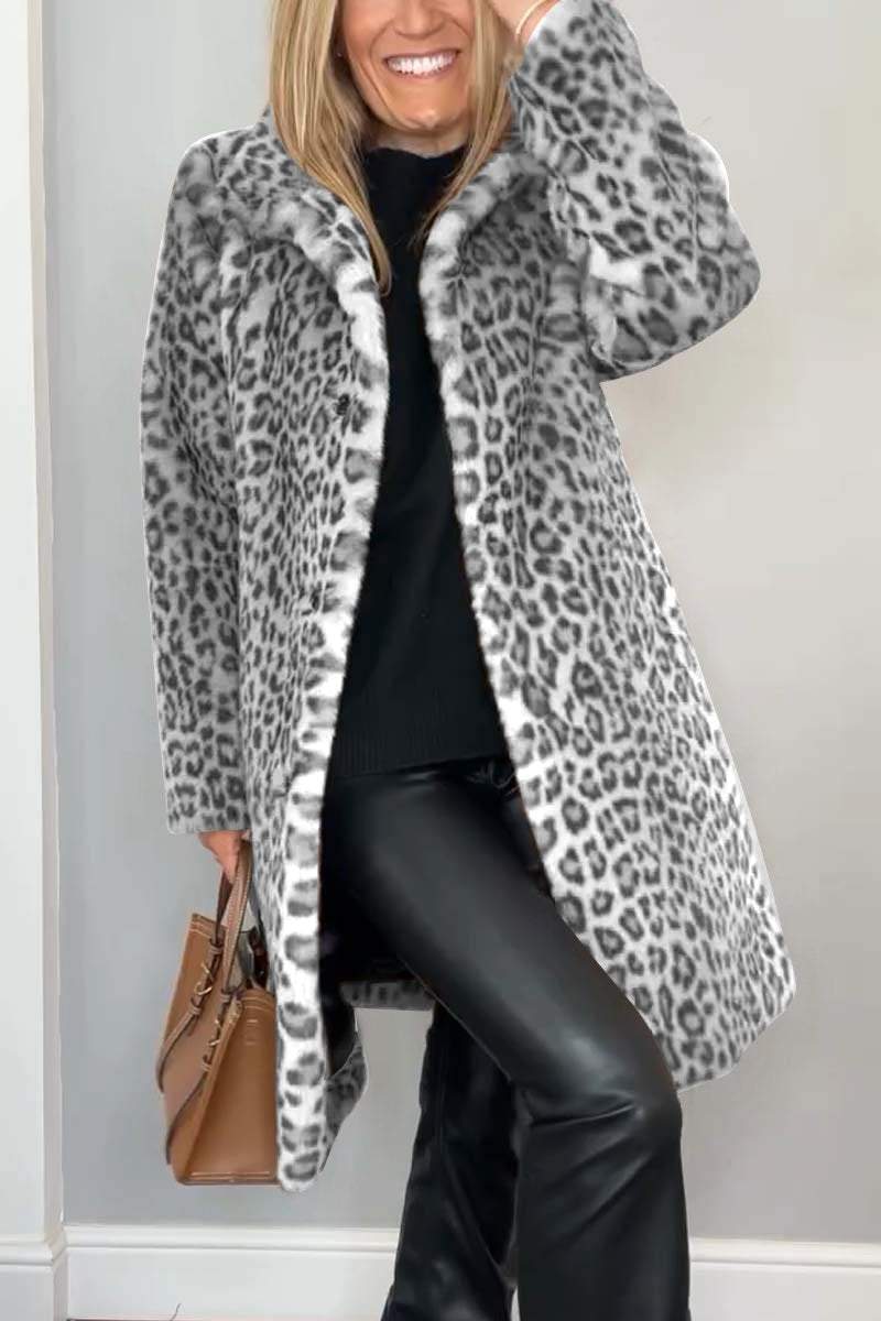 Marlene - Coat with Leopard Print