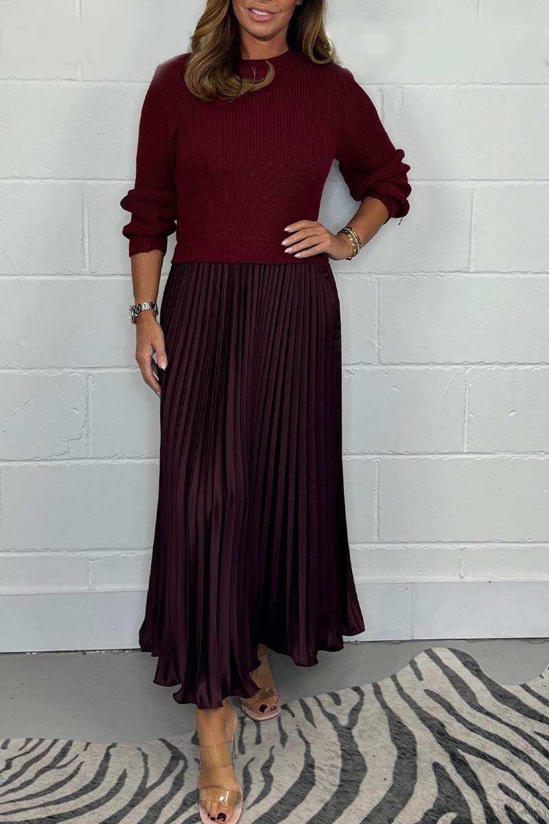 Amber - Chic Sweater and Pleated Skirt Set