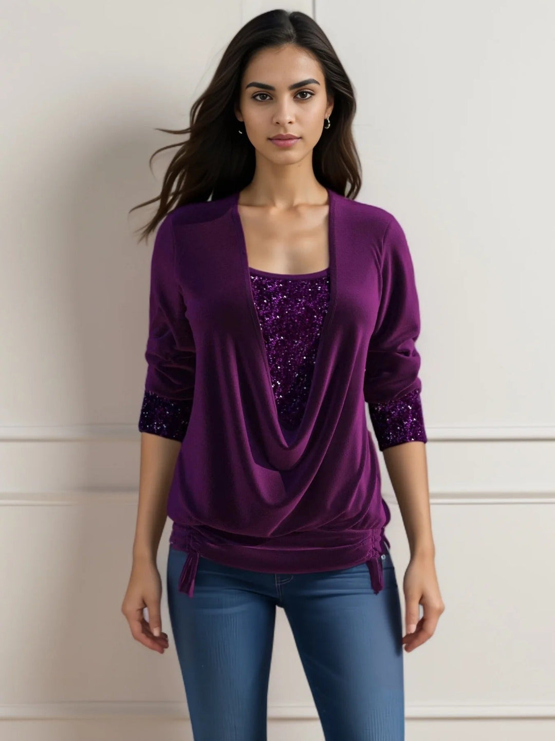 Martha – Elegant Party Top with Sequins