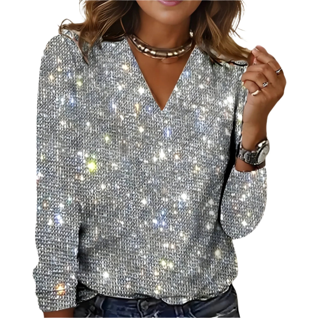 Leah - V-Neck Diamond Blouse