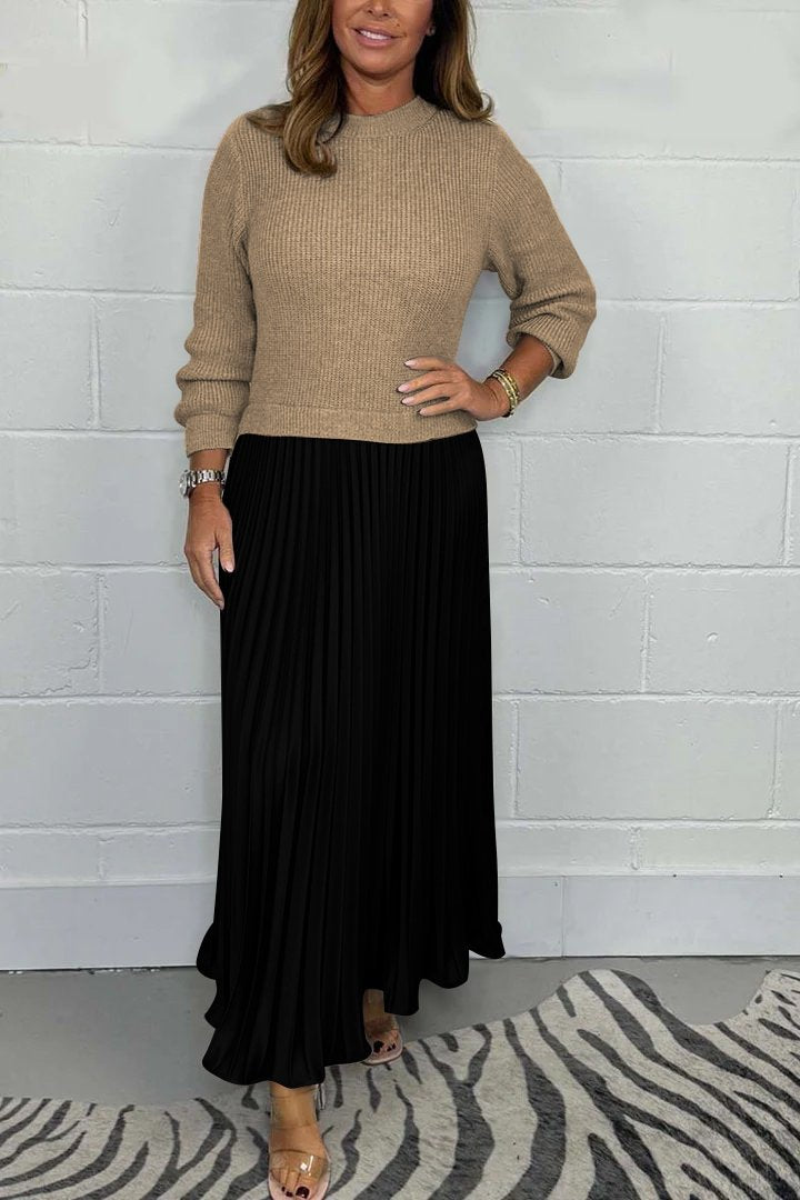 Amber - Chic Sweater and Pleated Skirt Set