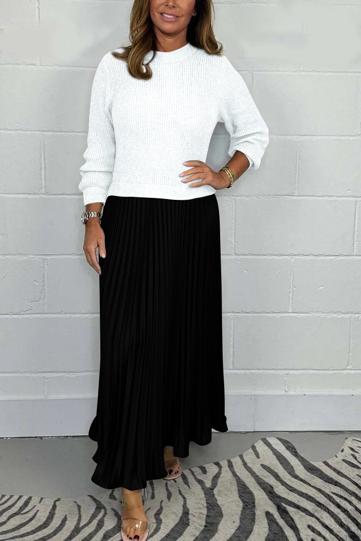 Amber - Chic Sweater and Pleated Skirt Set