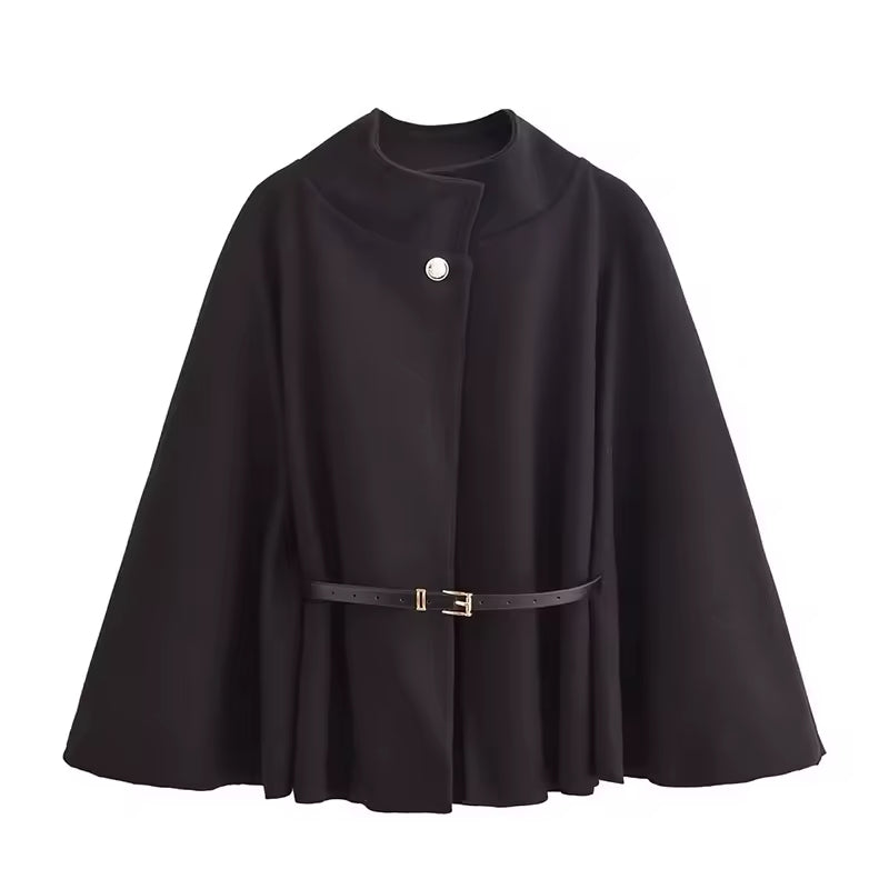 Meike – Elegant Women's Cape Coat with Batwing Sleeves for Autumn and Winter