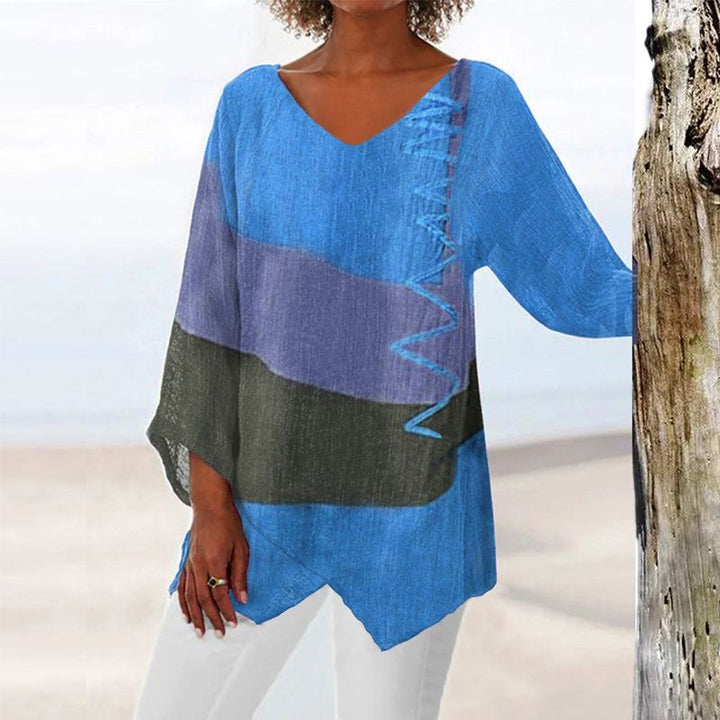 Elayne - Long-Sleeve Oversized Top with V-Neck